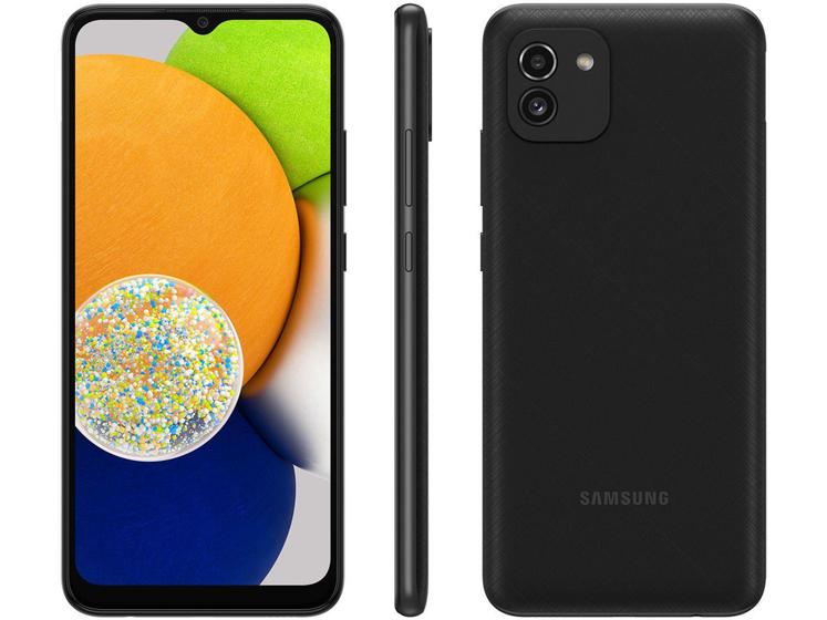 Imagem de Smartphone Samsung Galaxy A03 64GB Preto 4G - Octa-Core 4GB RAM Tela 6,5” Câm. Dupla + Sefie 5MP