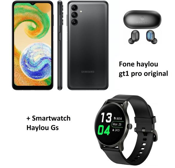 Imagem de Smartphone Samsung Galaxy A04s 64GB Preto 4G  4GB RAM 6,5” Fone Bluetooth + Smartwatch Relógio