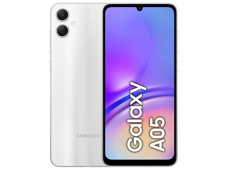 Smartphone Samsung Galaxy A05 128GB Prata 4G Octa-Core 4GB RAM 6,7” Câm. Dupla + Selfie 8MP Imagem de Smartphone Samsung Galaxy A05 128GB Prata 4G Octa-Core 4GB RAM 6,7” Câm. Dupla + Selfie 8MP