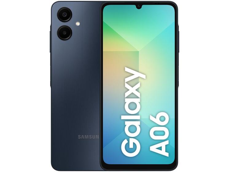 Smartphone Samsung Galaxy A06 128GB 4GB RAM Azul Escuro 6,7" Câm. Dupla + Selfie 8MP Menor preço em Smartphone Samsung Galaxy A06 128GB 4GB RAM Azul Escuro 6,7" Câm. Dupla + Selfie 8MP