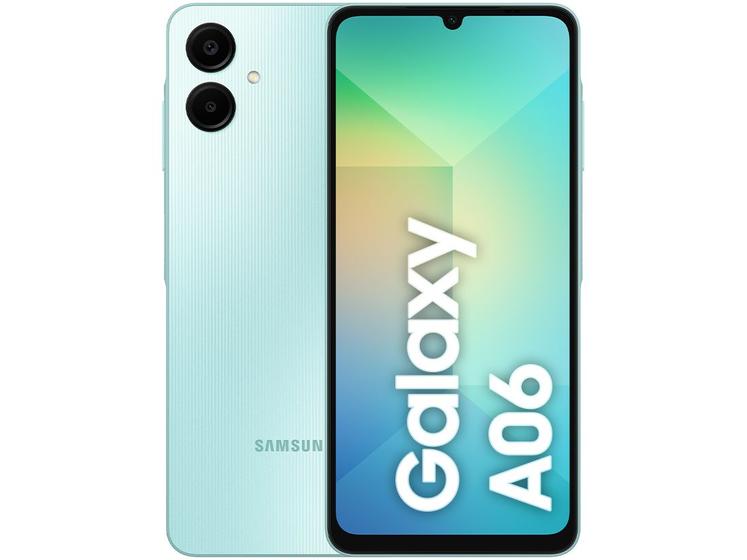 Smartphone Samsung Galaxy A06 128GB 4GB RAM Verde Claro 6,7" Câm. Dupla + Selfie 8MP Menor preço em Smartphone Samsung Galaxy A06 128GB 4GB RAM Verde Claro 6,7" Câm. Dupla + Selfie 8MP