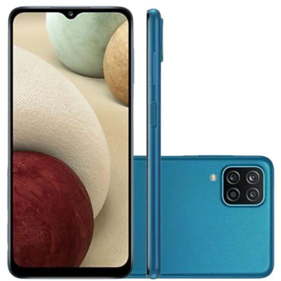 Menor preço em Smartphone Samsung Galaxy A12 64 GB - Azul, 4G, Câmera Quadrupla 48MP + Selfie 8MP, Processador Octa-core, Chipset Exynos 850, RAM 4GB, Tela 6.5"
