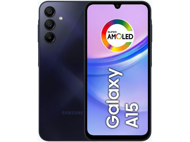 Imagem de Smartphone Samsung Galaxy A15 6,5" 128GB Azul Escuro 4G 4GB RAM Câm. Tri50MP + Selfie 13MP Dual Chip