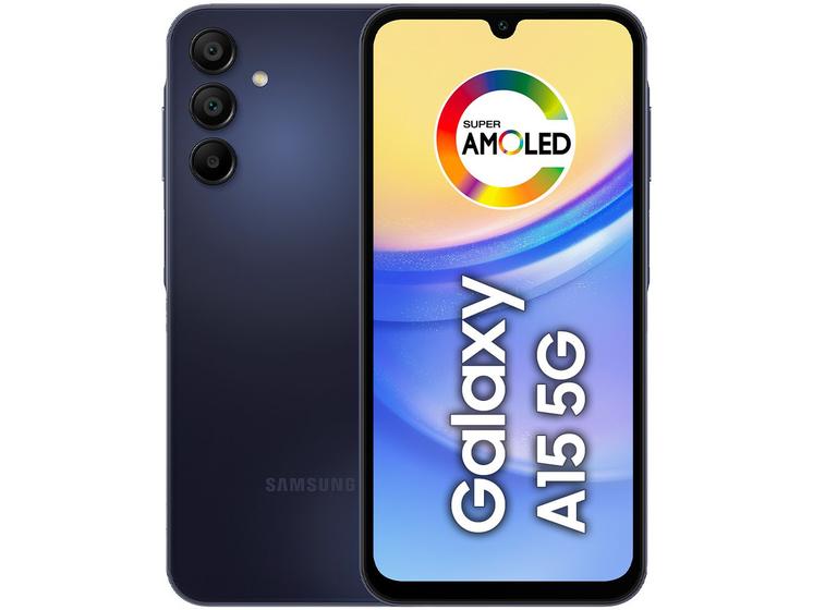 Imagem de Smartphone Samsung Galaxy A15 6,5" 128GB Azul Escuro 5G 4GB RAM Câm. Tripla 50MP + Selfie 13MP 5000mAh Dual Chip