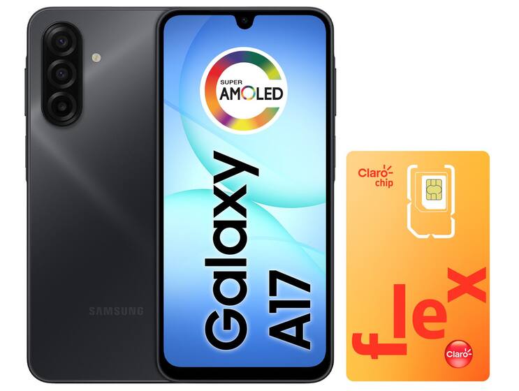 Smartphone Samsung Galaxy A17 256GB Preto + Chip - Claro Flex Cobertura Nacional