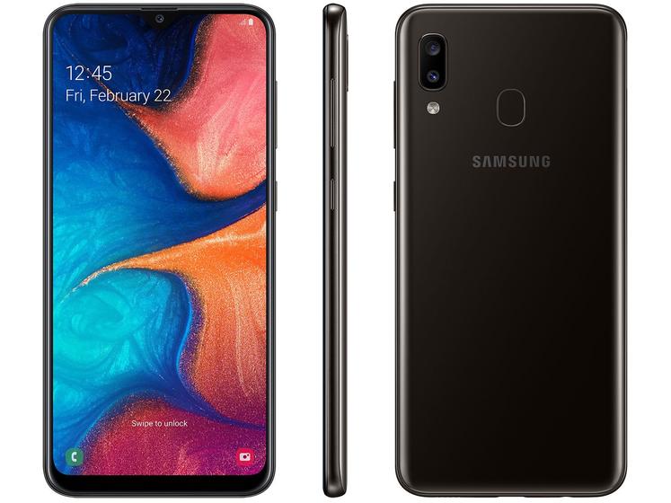 Imagem de Smartphone Samsung Galaxy A20 32GB Preto 4G 3GB RAM Tela 6,4” Câm. Dupla + Câm. Selfie 8MP