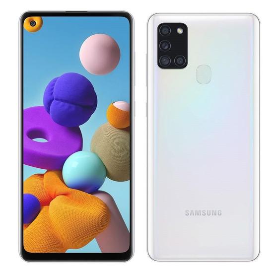 Imagem de Smartphone Samsung Galaxy A21s, Branco, Tela 6.5", 4G+WI-Fi, Android 10, Câm Traseira 48+8+2+2MP e Frontal 13MP, 64GB