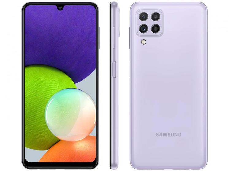 Smartphone Samsung Galaxy A22 128GB Violeta 4G - 4GB RAM Tela 6,4” Câm. Quádrupla + Selfie 13MP Menor preço em Smartphone Samsung Galaxy A22 128GB Violeta 4G - 4GB RAM Tela 6,4” Câm. Quádrupla + Selfie 13MP
