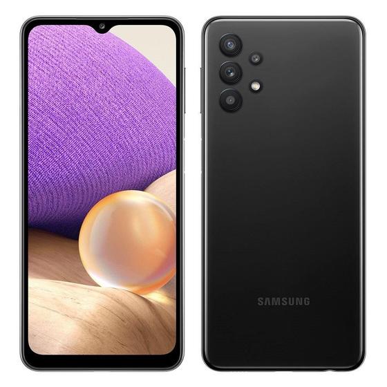Smartphone Samsung Galaxy A32 Preto,Tela de 6.4",4G+Wi-Fi+NFC, And. 11,Câm. Tras. 64+8+5+5MP,Frontal 20MP,4GB RAM,128GB Menor preço em Smartphone Samsung Galaxy A32 Preto,Tela de 6.4",4G+Wi-Fi+NFC, And. 11,Câm. Tras. 64+8+5+5MP,Frontal 20MP,4GB RAM,128GB
