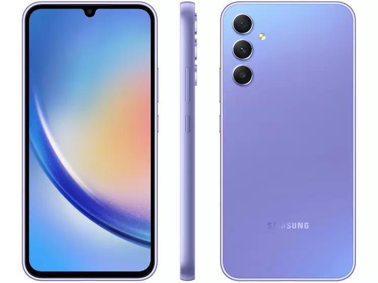 Imagem de Smartphone Samsung Galaxy A34 256GB 5G - Violeta, Câmera Tripla 48MP + Selfie 13MP, RAM 8GB, Tela Inifinita 6.6"