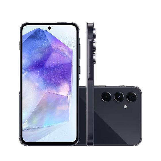 Smartphone Samsung Galaxy A55 6.6" 5G 8GB 128GB Azul Escuro Câmera Tripla 50MP Imagem de Smartphone Samsung Galaxy A55 6.6" 5G 8GB 128GB Azul Escuro Câmera Tripla 50MP