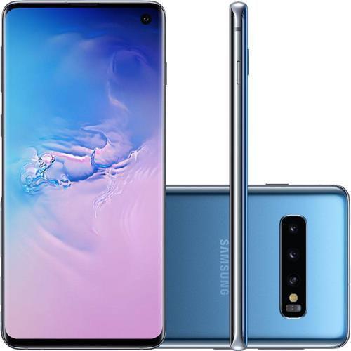 Imagem de Smartphone Samsung Galaxy S10, 128GB, Tela 6.1 Pol., Câmera Tripla Traseira 12MP + 12MP + 16MP - Azul