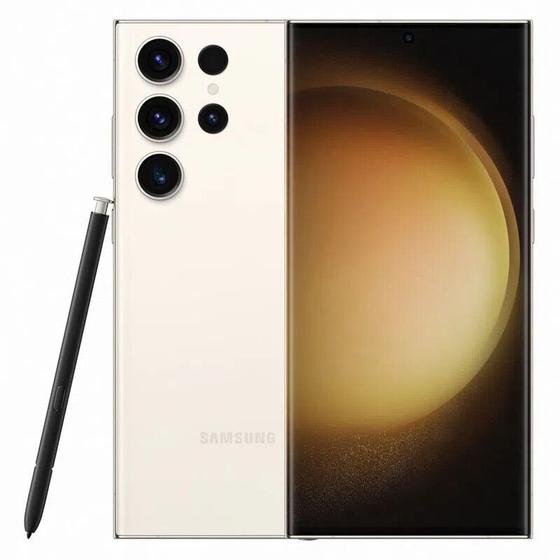 Imagem de Smartphone samsung galaxy s23 ultra 256gb 5g com caneta s pen - creme, câmera quádrupla 200mp + selfie 12mp, ram 12gb, tela 6.8"