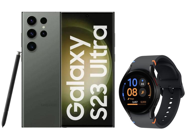 Smartphone Samsung Galaxy S23 Ultra 512GB - 5G + Smartwatch Watch FE 40mm Preto 16GB Bluetooth Imagem de Smartphone Samsung Galaxy S23 Ultra 512GB
