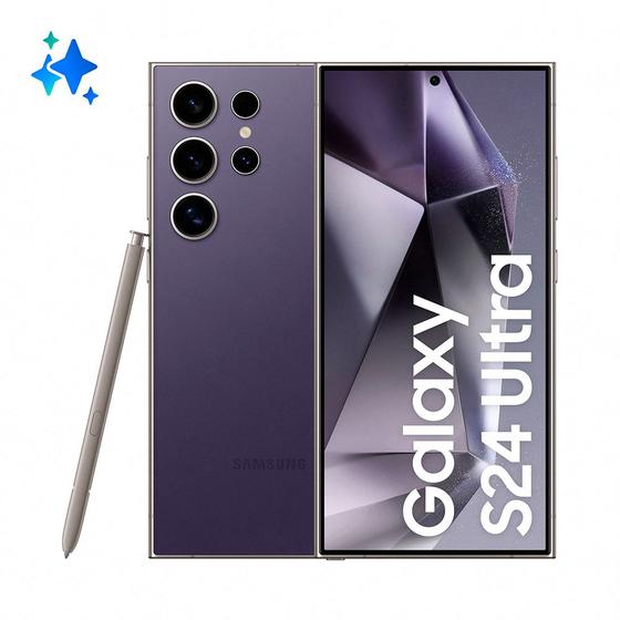 Imagem de Smartphone Samsung Galaxy S24 Ultra 256GB 5G - Titânio Violeta, com Caneta S Pen, Galaxy AI, Câmera Quadrupla 200MP + Selfie 12MP, RAM 12GB, Tela 6.8"