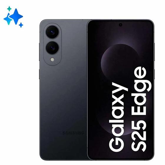 Smartphone Samsung Galaxy S25 Edge 512GB 5G - Titânio Jetblack, Galaxy AI, Câmera Dupla 200MP + Selfie...
