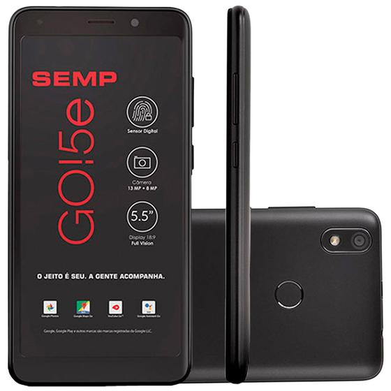 Imagem de Smartphone Semp GO 5e 16 GB Dual 4 G Tela 5,5" Câmera Principal 13MP Frontal 8MP Android 8.1 Preto