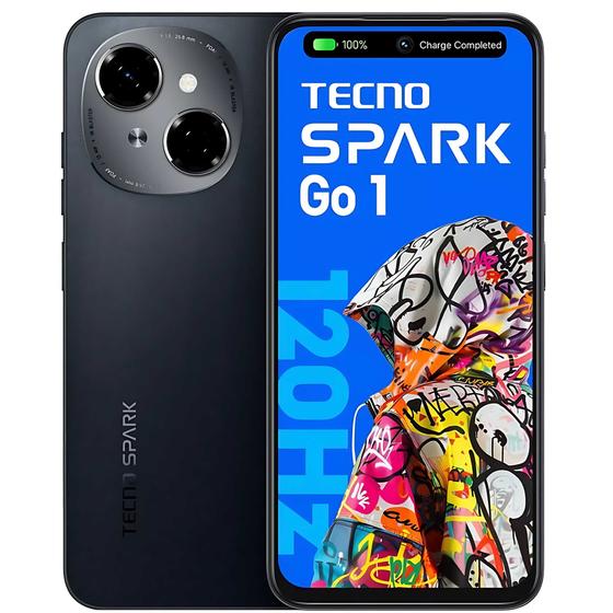 Imagem de Smartphone Tecno Spark GO1 128GB/8GB Ram Câmera dupla 13mp HDR 120Hz Premium design Dual Sim versão Global