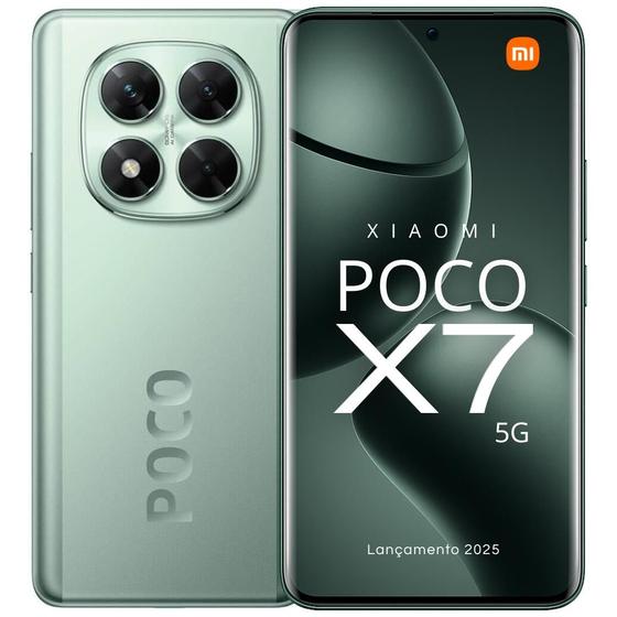 Smartphone Xiaomi POCO X7 5G 512GB / 256GB NFC tela Amoled 120 Hz Câmera tripla 4K 50MP OIS Desempenho Performance e Design Premium IP68