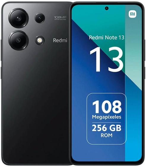 Smartphone Xiaomi Redmi Note 13 256GB - 8GB Ram (Midnight Black) Preto Menor preço em Smartphone Xiaomi Redmi Note 13 256GB - 8GB Ram (Midnight Black) Preto