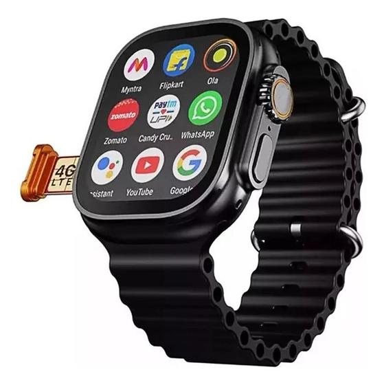 Imagem de Smartwatch 5g Ultra Preto 3 Ai 16gb 4pulseira Serie 10 Chip Câmera