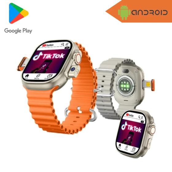 Imagem de Smartwatch Hw Ultra 2 5G, Câmera, Chip WiFi, 2GB RAM, 16GB, Capa Laranja para Apple Watch Series