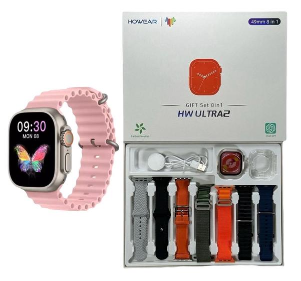 Imagem de Smartwatch Hw Ultra 2 GPS SIRI NFC Chat-gpt 49mm Nfc 7 Pulseiras Case Multi-Funções de Esportes