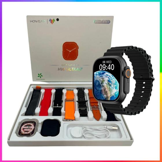 Imagem de Smartwatch Hw Ultra 2 Preto Lançamento Com Chat Gpt 7 Pulseiras Original Envio Já