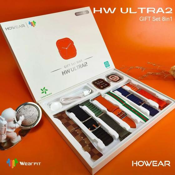 Imagem de Smartwatch HW Ultra 2 serie 9 49mm cm 7 Pulseiras + Case