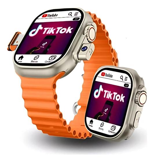 Imagem de Smartwatch Hw Ultra2 Laranja Faz Ligações Bluetooth e Redes com Vida Saudável