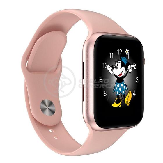 Imagem de Smartwatch Hw22 Rosa Troca Pulseira Android Ios Cardíaco