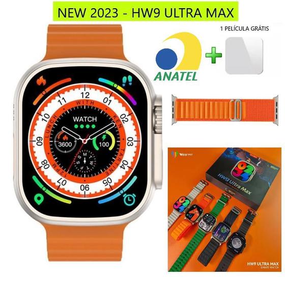 Imagem de Smartwatch Hw9 Ultra Max Amoled Series 9 Digital 2.2 49mm 8 2 Pulseiras HW 9 - Prata