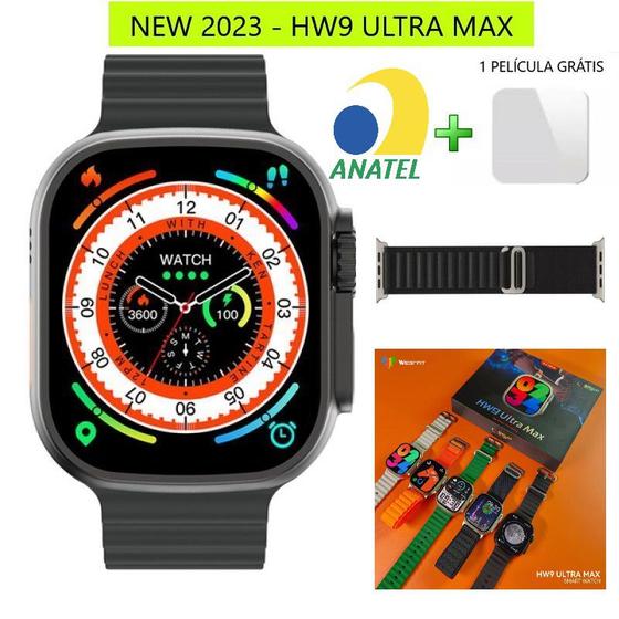 Imagem de Smartwatch Hw9 Ultra Max Amoled Series 9 Digital 2.2 49mm 8 2 Pulseiras - Preto