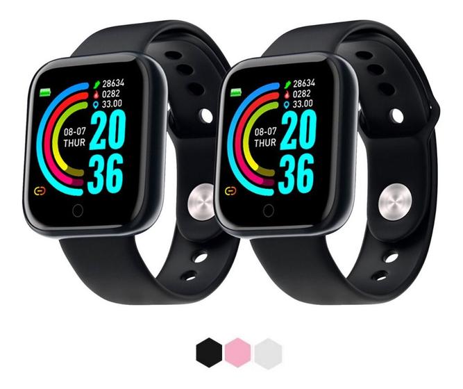 Imagem de Smartwatch Kit Com 2 Relogios Inteligente D20 Y68 Bluetooth