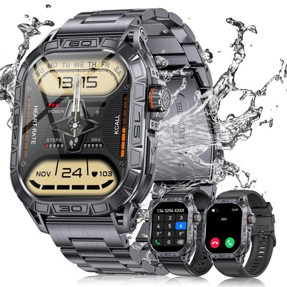 Imagem de Smartwatch LIGE Military para homens com receptor de chamadas/discagem 5ATM