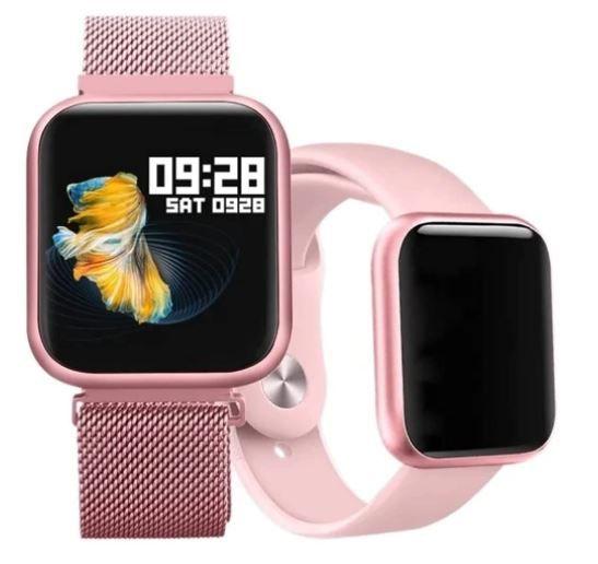 Smartwatch P80 Com Duas Pulseiras Silicone E Metal Envio Já Menor preço em Smartwatch P80 Com Duas Pulseiras Silicone E Metal Envio Já
