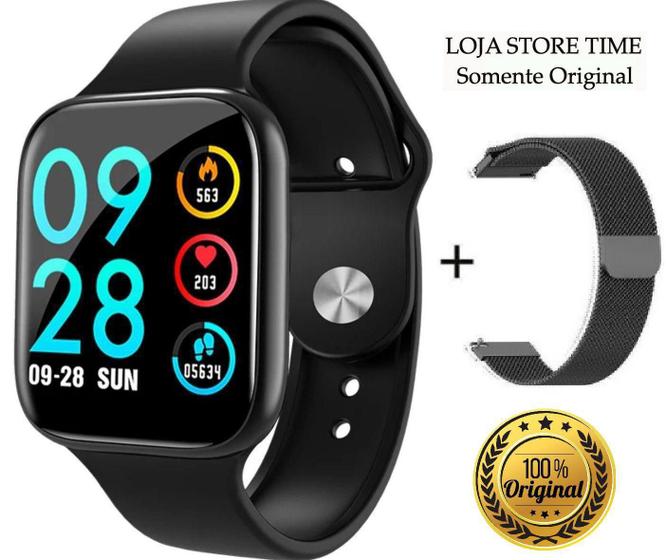 Smartwatch P80 Original Fitness Touch Screen Inteligente 2 Pulseiras Nota Fiscal App Fit Sport