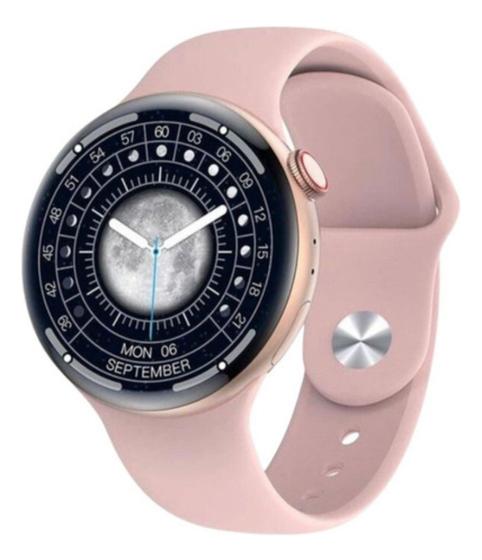 Imagem de Smartwatch Redondo Inteligente Relógio Series 8 NFC Samsung Motorola Bluetooth Mulher Lindo