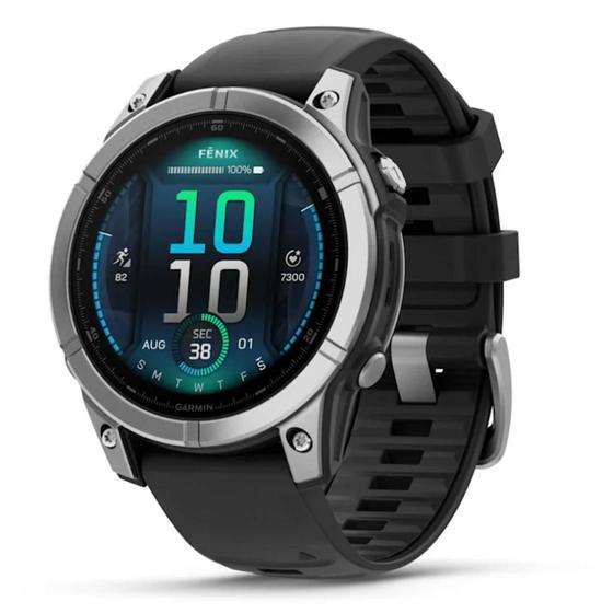 Imagem de Smartwatch Relógio Garmin Fenix E Aço Inoxidável com Pulseira de Silicone Preta 47mm