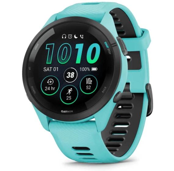 Imagem de Smartwatch Relógio Garmin Forerunner 265 Music Azul EU/PAC com Monitor Cardíaco de Pulso e GPS 46mm