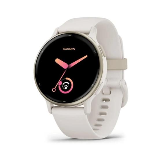 Imagem de Smartwatch Relógio Garmin Vivoactive 5 Dourado com pulseira de silicone Marfim com Monitor Cardíaco de Pulso com GPS 42mm