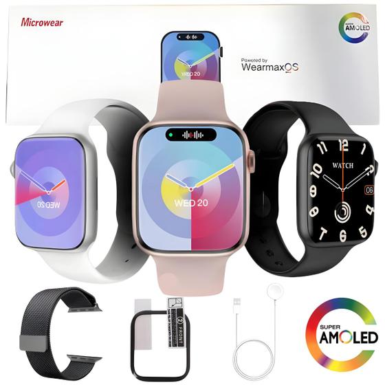 Imagem de Smartwatch Relógio Inteligente Lançamento W99+ Pro Original Microwear 45mm Tela Super Amoled Nfc