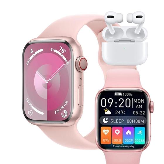 Imagem de Smartwatch S9 Mini 41mm Feminino 2024 com 3 Pulseiras, Monitor de Saúde, GPS, NFC e Modos Esportivos para Corrida e Academia