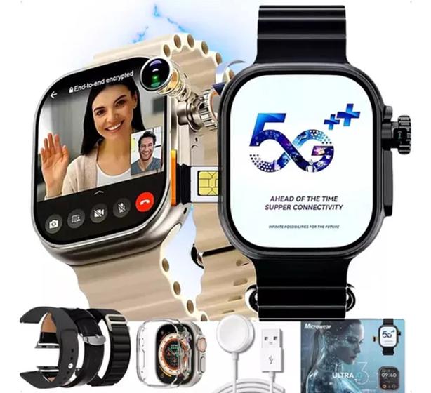 Imagem de Smartwatch Ultra 3 Ai Chip 5g Câmera Wifi 16gb + 4 Pulseiras