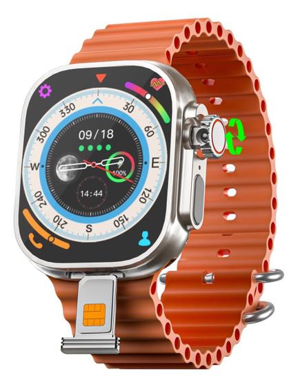 Imagem de Smartwatch Ultra Laranja 3 AI Chip 5G 16GB A Prova D'Água Para Esportes Corridas e Vida Saudável