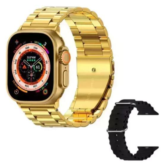 Imagem de Smartwatch Ultra Mini Gold 2 Pulseiras Aço + Silicone