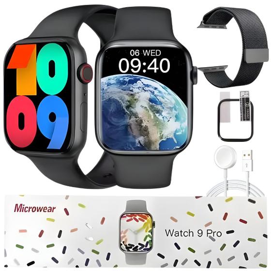 Imagem de Smartwatch W29 Pro Relógio Ilha Dinamica Bussola Gps Unissex Tela 47mm Troca Foto Kit Completo
