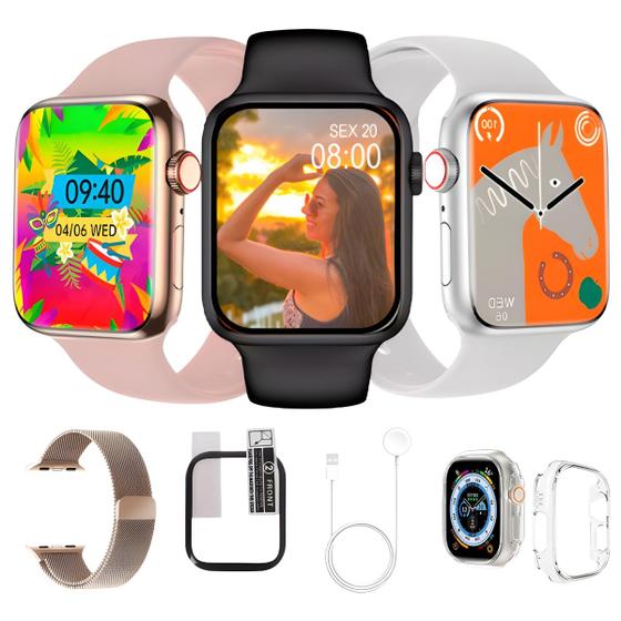 Imagem de Smartwatch W59 Mini Relogio P/Pulso Fino Original C/2 Pulseira Pelicula Case Android iOS Bluetooth