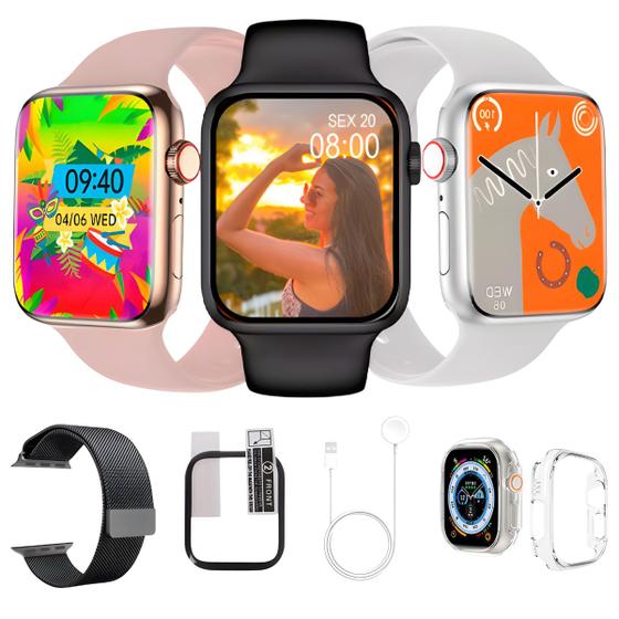 Imagem de Smartwatch W59 Mini Relogio P/Pulso Fino Original C/2 Pulseira Pelicula Case Android iOS Bluetooth