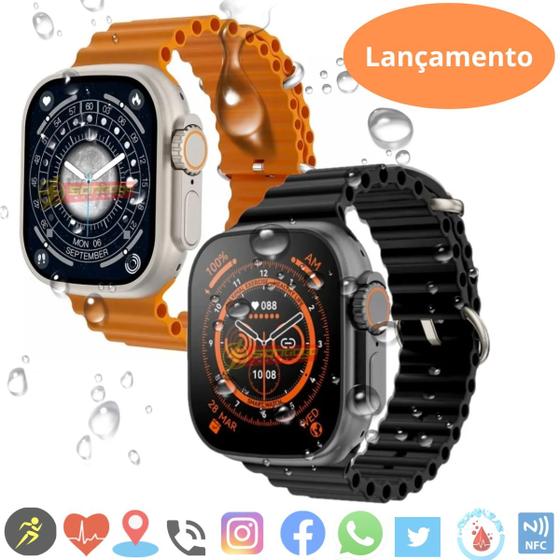 Smartwatch W68 Ultra Plus Serie 8 49mm sistema NFC integrado Menor preço em Smartwatch W68 Ultra Plus Serie 8 49mm sistema NFC integrado